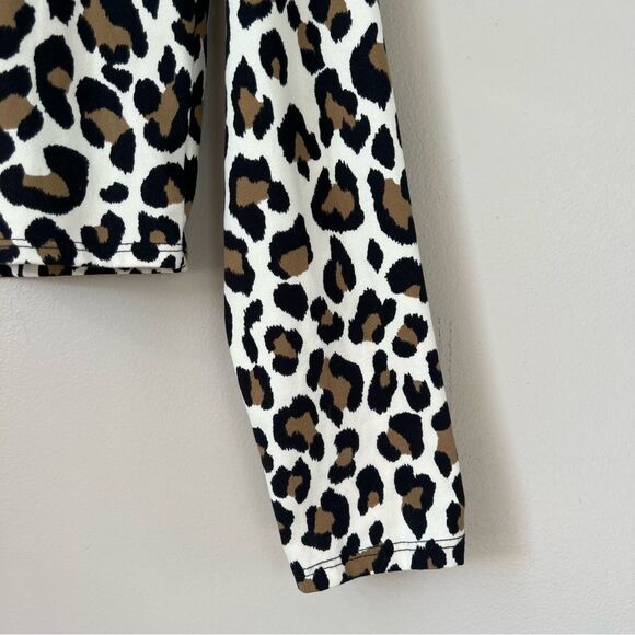 Gaze Leopard Mock Long Sleeve Buttery Soft Top Shirt Blouse Size L - Picture 3 of 13